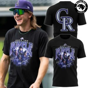 Colorado Rockies MLB Baseball Rock The Purple Signatures Graphic T Shirt 2