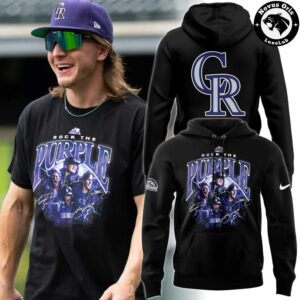 Colorado Rockies MLB Baseball Rock The Purple Signatures Hoodie