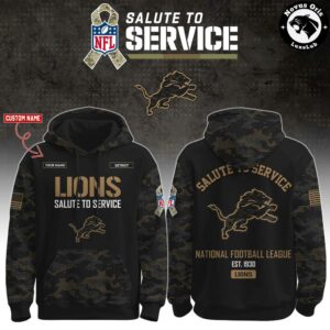 Detroit Lions NFL Salute To Service 2026 Custom Camo Hoodie