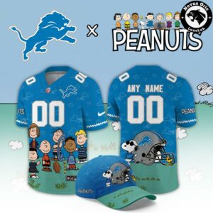 Detroit Lions x Peanuts Night Snoopy Custom Football Jersey
