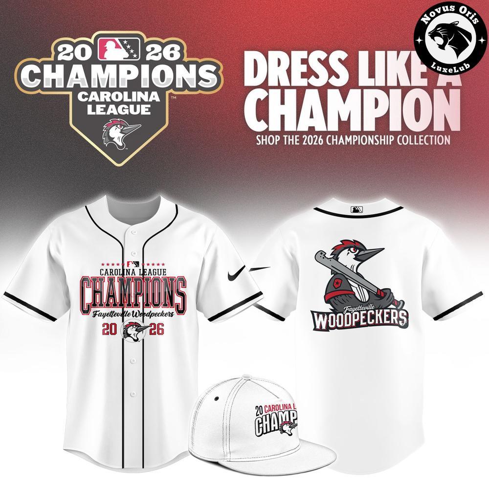 Fayetteville Woodpeckers Carolina League Champions 2026 Baseball Jersey Fayetteville Woodpeckers Carolina League Champions 2026 Baseball Jersey