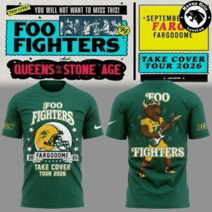 Foo Fighters x North Dakota State Bison Take Cover Tour 2026 T Shirt 2