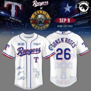 Guns N’ Roses x Texas Rangers 2026 Globe Life Field Baseball Jersey