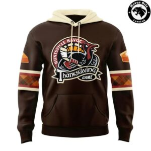 Huntsville Havoc Thanksgiving Game 2026 Brown Pullover Hoodie 2