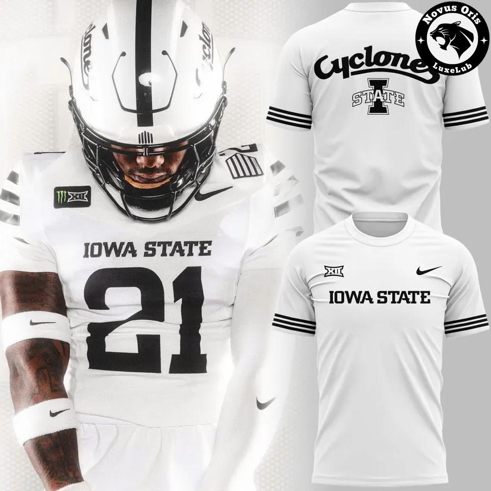 Iowa State Cyclones 2026 Icy Whites Uniform White Graphic T-Shirt Iowa State Cyclones 2026 Icy Whites Uniform White Graphic T-Shirt