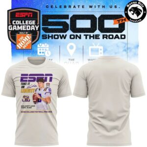 LSU Tigers Football x Sam Leavitt 500th ESPN College GameDay T Shirt 2