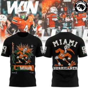Miami Hurricanes Football x Hellstar Sports 2026 Black Graphic T-Shirt