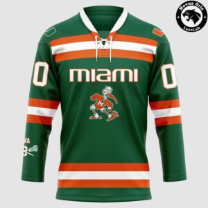 Miami Hurricanes football 2026 Green Custom Hockey Jersey 2