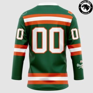Miami Hurricanes football 2026 Green Custom Hockey Jersey 3