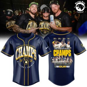 Milwaukee Brewers NL Central Champions 4 Peat 2026 Baseball Jersey 2