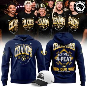 Milwaukee Brewers Win Our Way NL Central Champions 4 Peat 2026 Hoodie 1
