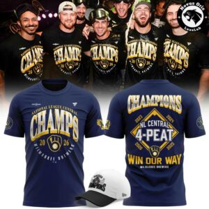 Milwaukee Brewers Win Our Way NL Central Champions 4 Peat 2026 T Shirt 1