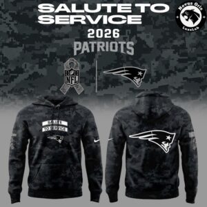 New England Patriots To Service 2026 Black Camo Pullover Hoodie 2