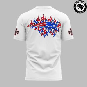 New England Patriots Vintage Flame Graphic White T Shirt 3