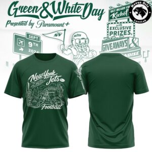 New York Jets City Skyline Green and White Day Graphic T Shirt 2