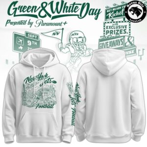 New York Jets City Skyline Green and White Day Pullover Hoodie