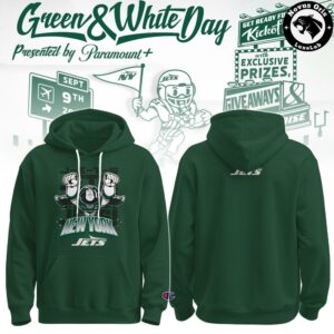 New York Jets City Skyline Green and White Day Pullover Hoodie 4
