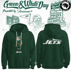 New York Jets City Skyline Green and White Day Pullover Hoodie 5
