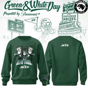 New York Jets City Skyline Green and White Day Sweatshirt 4