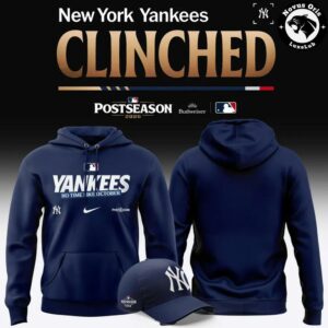 New York Yankees 2026 Postseason Clinched Navy Pullover Hoodie 3 1
