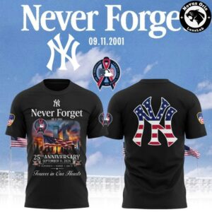 New York Yankees 9/11 Never Forget 25th Anniversary FDNY NYPD T-Shirt