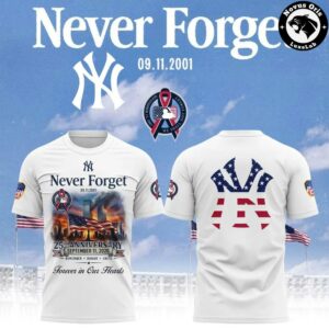 New York Yankees 9 11 Never Forget 25th Anniversary FDNY NYPD T Shirt 3
