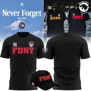 New York Yankees 9 11 Never Forget 25th Anniversary FDNY NYPD T Shirt 9
