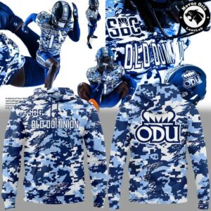 Old Dominion Monarchs College Football 2026 Blue Camo Graphic Hoodie