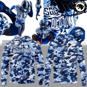 Old Dominion Monarchs College Football 2026 Blue Camo Graphic Hoodie 2