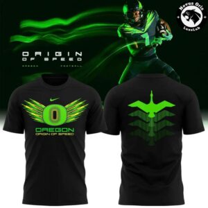Oregon Ducks Origin of Speed 2026 Forest Night Green Graphic T Shirt 5