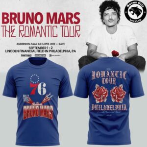 Philadelphia 76ers x Bruno Mars The Romantic Tour Concert 2026 T Shirt
