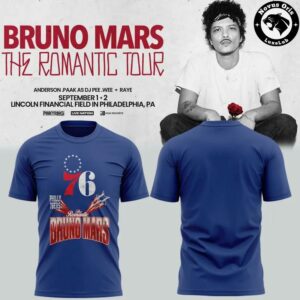 Philadelphia 76ers x Bruno Mars The Romantic Tour Concert 2026 T Shirt 2