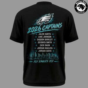 Philadelphia Eagles 2026 Captains Black Graphic T Shirt 3