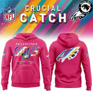 Philadelphia Eagles 2026 Crucial Catch Intercept Cancer Pullover Hoodie 8