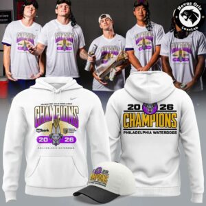 Philadelphia Waterdogs PLL 2026 Champions White Graphic Hoodie 3