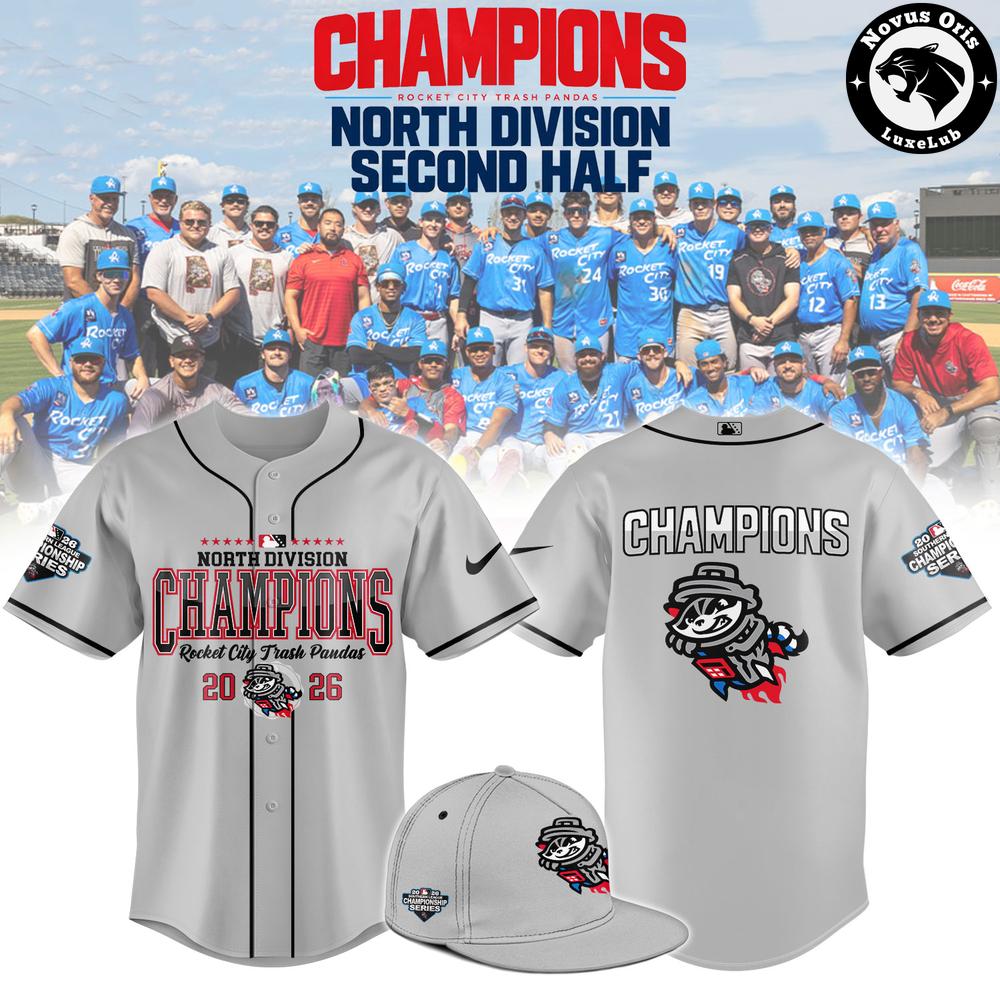 Rocket City Trash Pandas North Division Champions 2026 Baseball Jersey Rocket City Trash Pandas North Division Champions 2026 Baseball Jersey