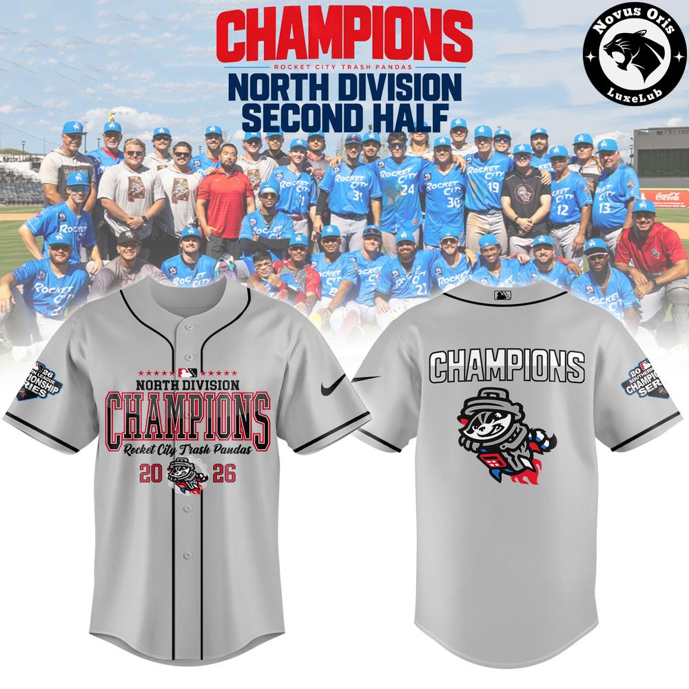 Rocket City Trash Pandas North Division Champions 2026 Baseball Jersey Rocket City Trash Pandas North Division Champions 2026 Baseball Jersey