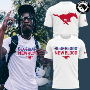 SMU Mustangs Football Blue Blood New Blood Graphic T-Shirt