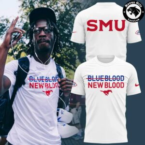 SMU Mustangs Football Blue Blood New Blood Graphic T Shirt 2