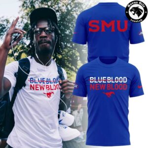 SMU Mustangs Football Blue Blood New Blood Graphic T Shirt 3