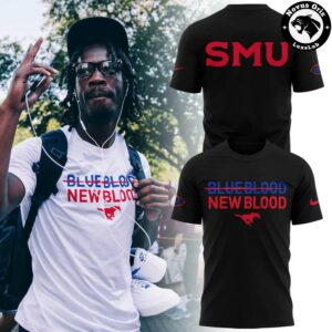 SMU Mustangs Football Blue Blood New Blood Graphic T Shirt 5