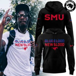 SMU Mustangs Football Blue Blood New Blood Pullover Hoodie 3