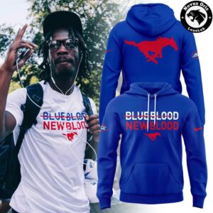 SMU Mustangs Football Blue Blood New Blood Pullover Hoodie 6