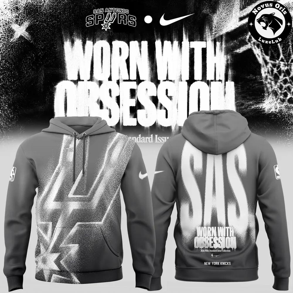 San Antonio Spurs Worn With Obsession 2026 Grey Graphic Hoodie San Antonio Spurs Worn With Obsession 2026 Grey Graphic Hoodie