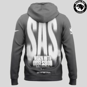 San Antonio Spurs Worn With Obsession 2026 Grey Graphic Hoodie 3