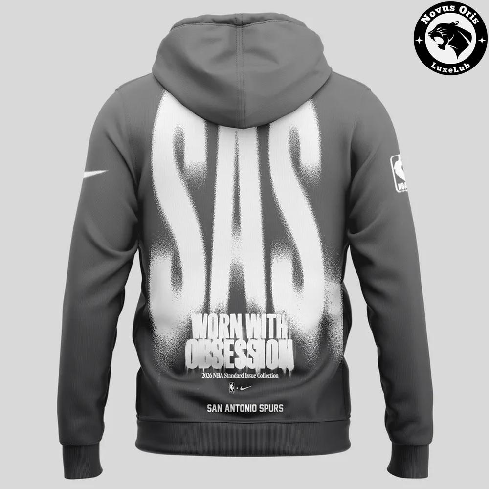 San Antonio Spurs Worn With Obsession 2026 Grey Graphic Hoodie San Antonio Spurs Worn With Obsession 2026 Grey Graphic Hoodie