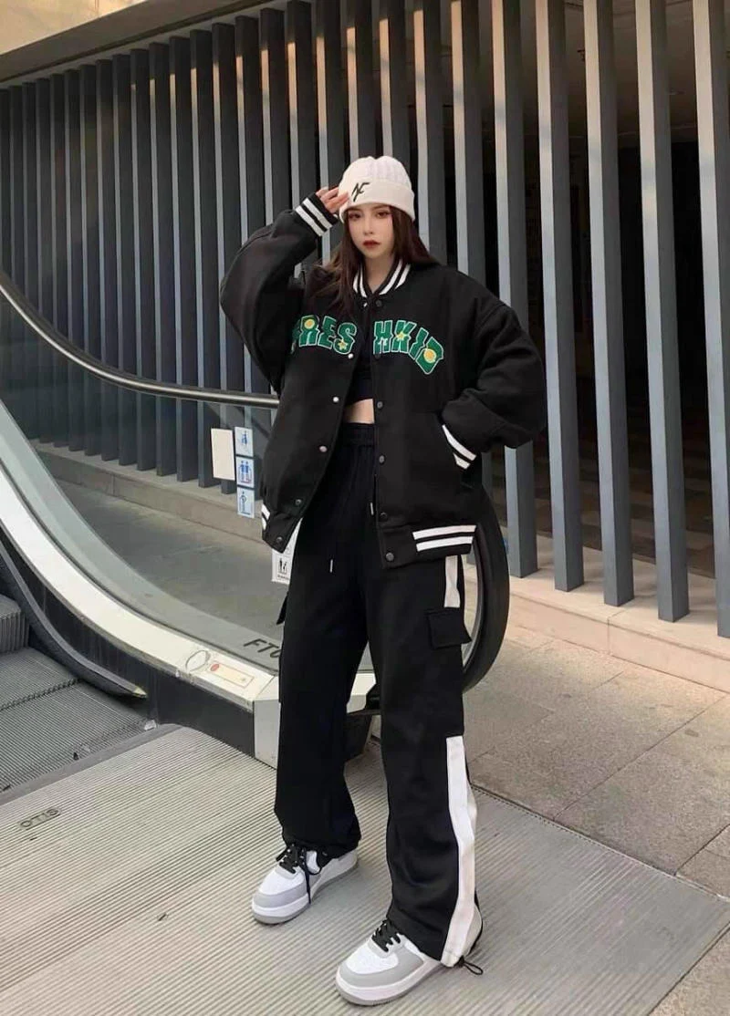 Sporty Vibes with an Oversized Bomber Jacket