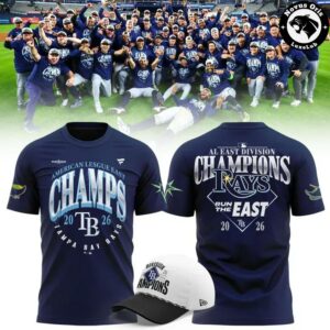 Tampa Bay Rays AL East Division Champions 2026 Navy Graphic T Shirt 4