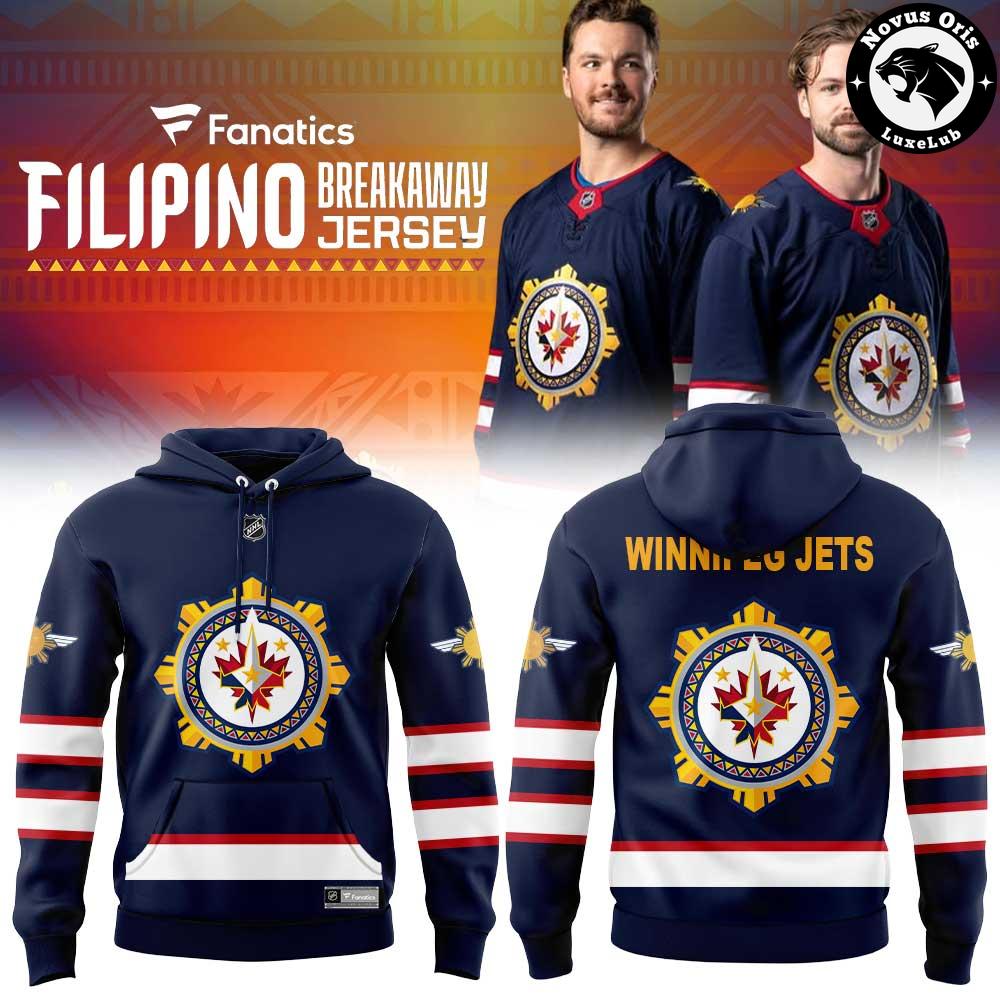 Winnipeg Jets Filipino Heritage Breakaway Navy Pullover Hoodie Winnipeg Jets Filipino Heritage Breakaway Navy Pullover Hoodie