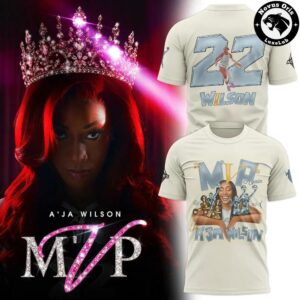 Aja Wilson 22 Las Vegas Aces WNBA MVP Commemorative 2026 T Shirt 2